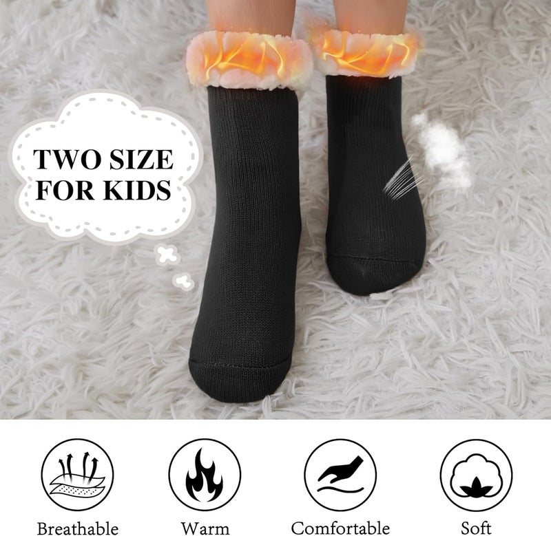 KFUBUO Kids Slipper Socks with Non Skid Bottoms Fleece-Lined Warm Fuzzy Socks - Image 5